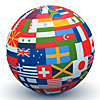 sphere comprised of world flags